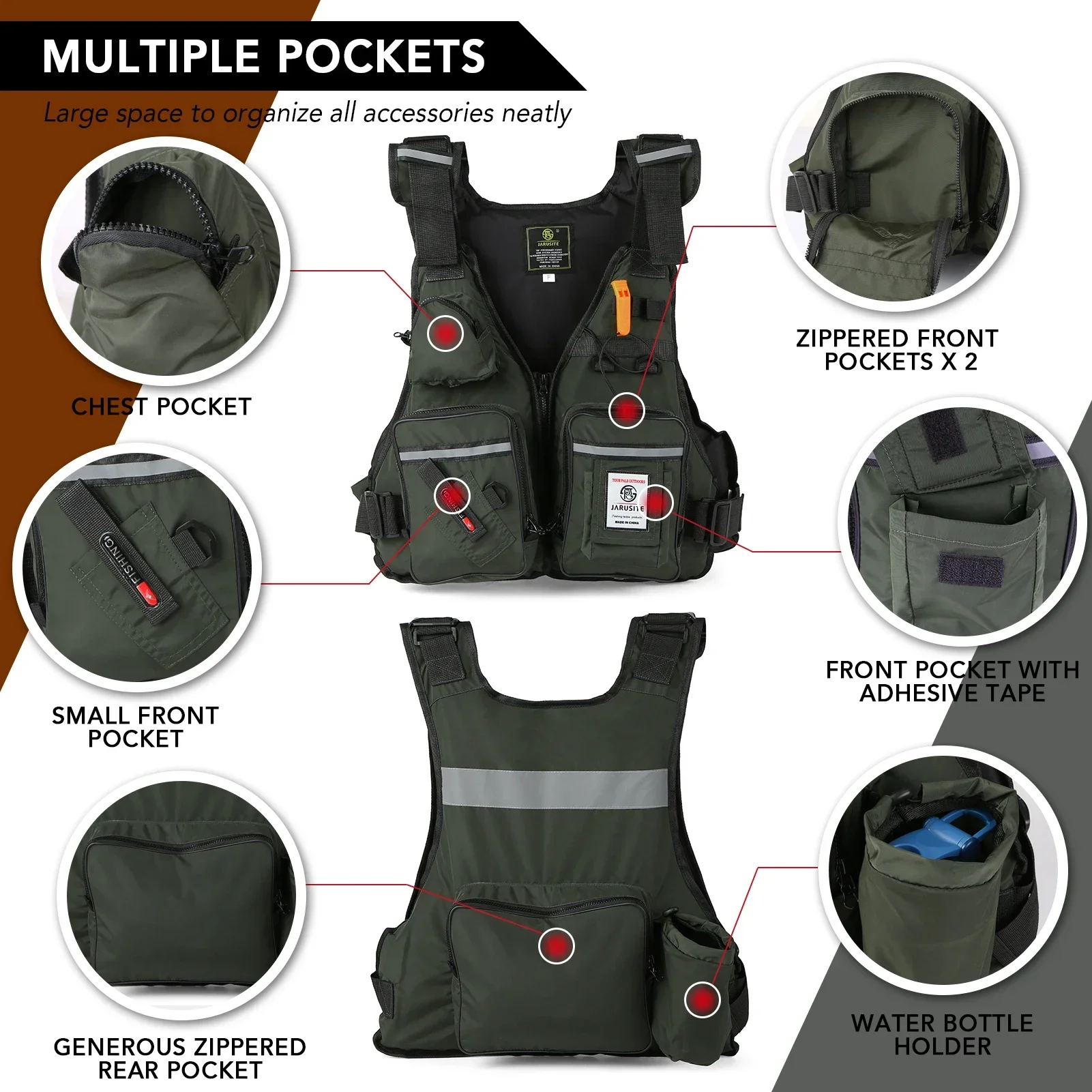 Fishing Jacket Waterproof - Gilet de sauvetage adulte 2026 pour