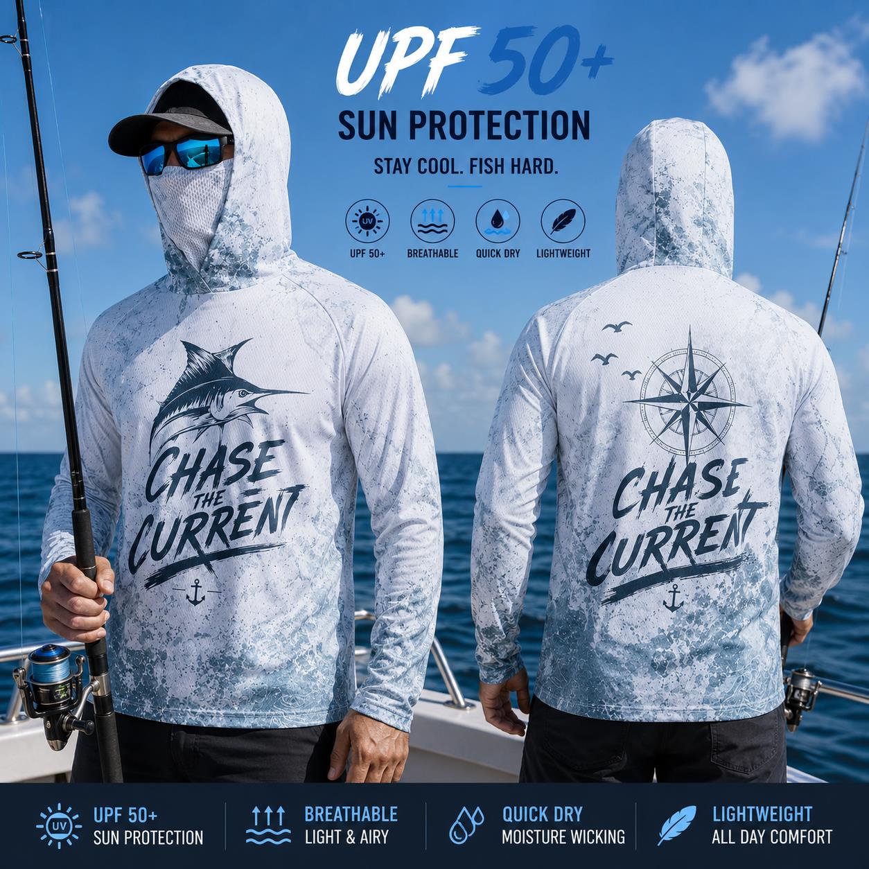 Chemise de pêche à capuche pou - Fishing Mask Sun Protection avis et prix